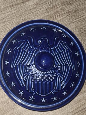 Longaberger Deep Blue Ceramic Lid with White Rim